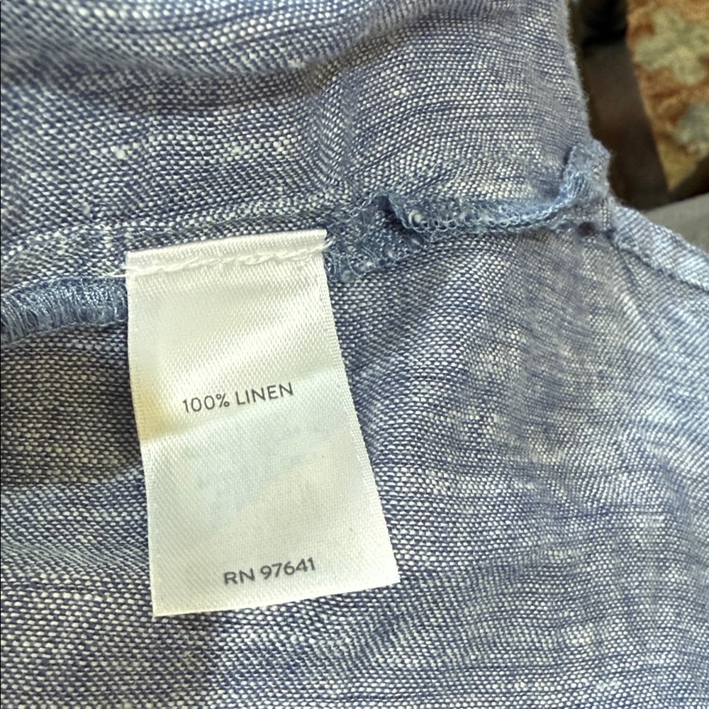 J. Jill Love Linen Top in Speckled Blue size XL petite - Picture 5 of 6